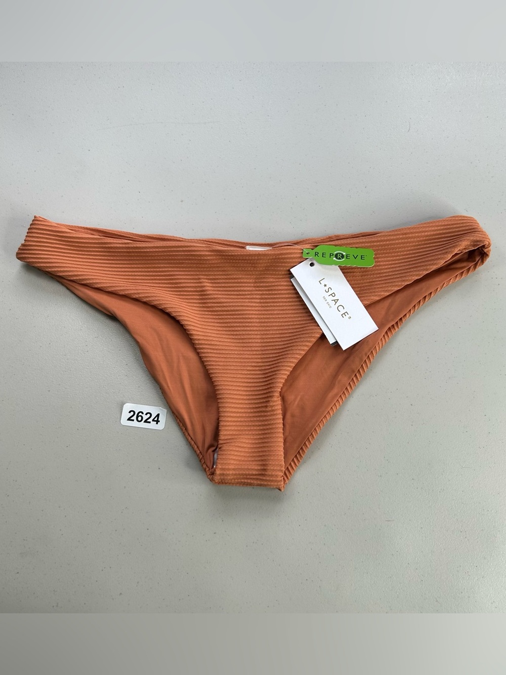 L*Space Tropical Orange Sandy Classic Bikini Bottom Size XL Ribbed New